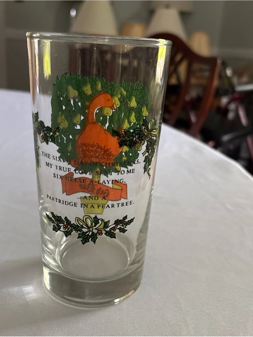 Vintage Indiana Glass 12 Days Christmas 6th Day Partridge Pear Tree